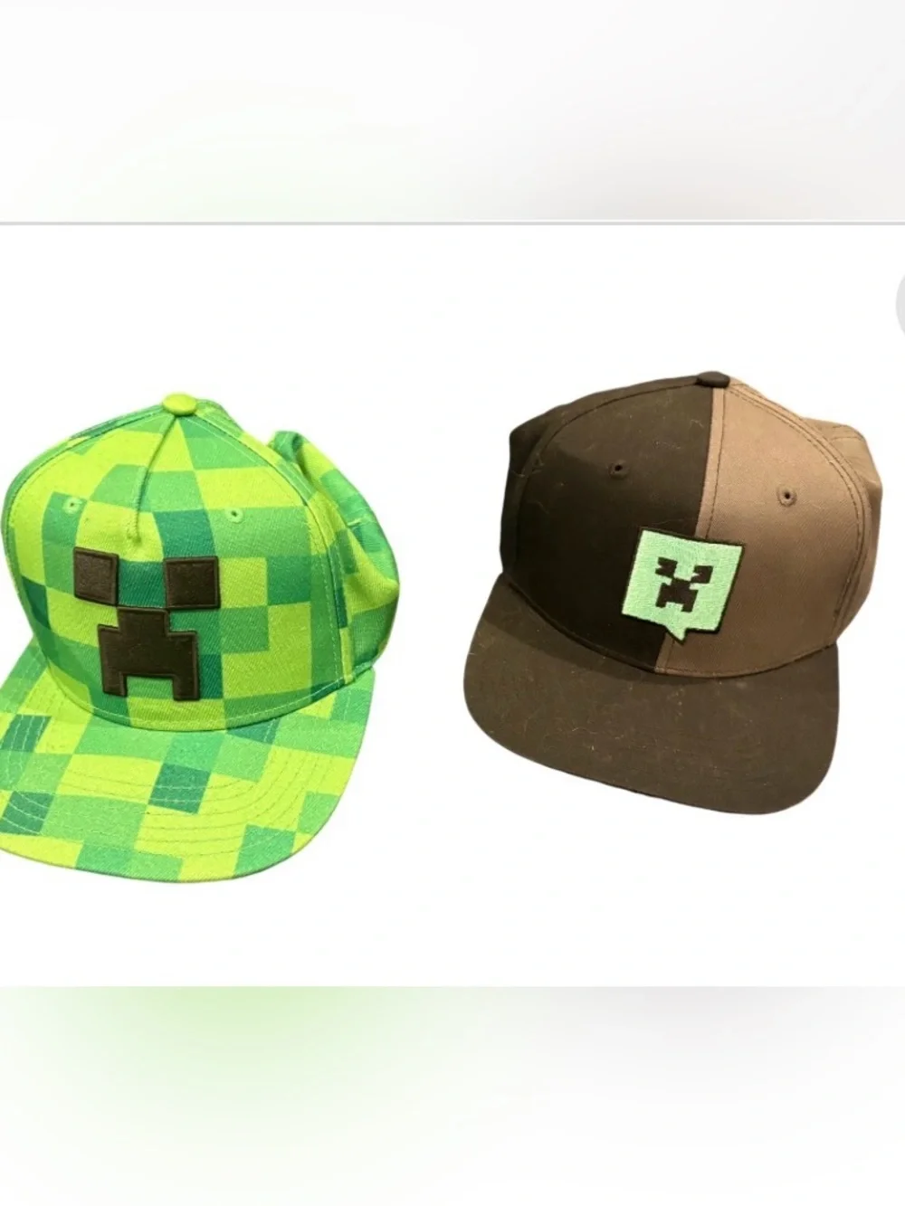 Green Pixel Creeper Snapback Hat for Kids